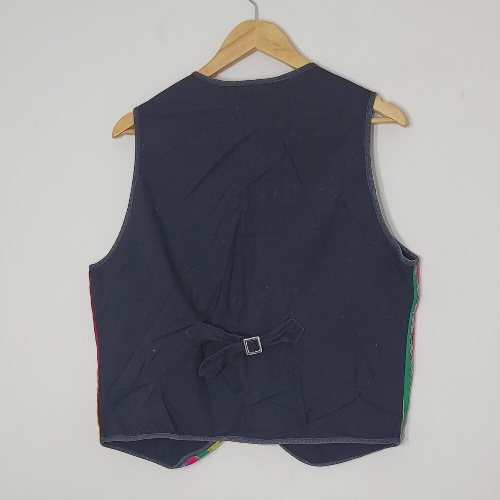Tipicos Vintage Bohemian Multicolored Striped Button Front Vest Cotton Blend - Picture 5 of 9